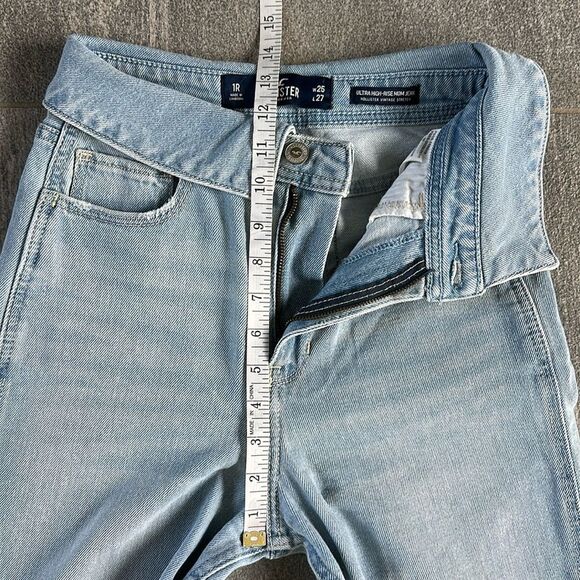 Hollister Vintage Stretch Fold Over Ultra High Rise Mom Jean Light Wash Denim 25 - Picture 14 of 16